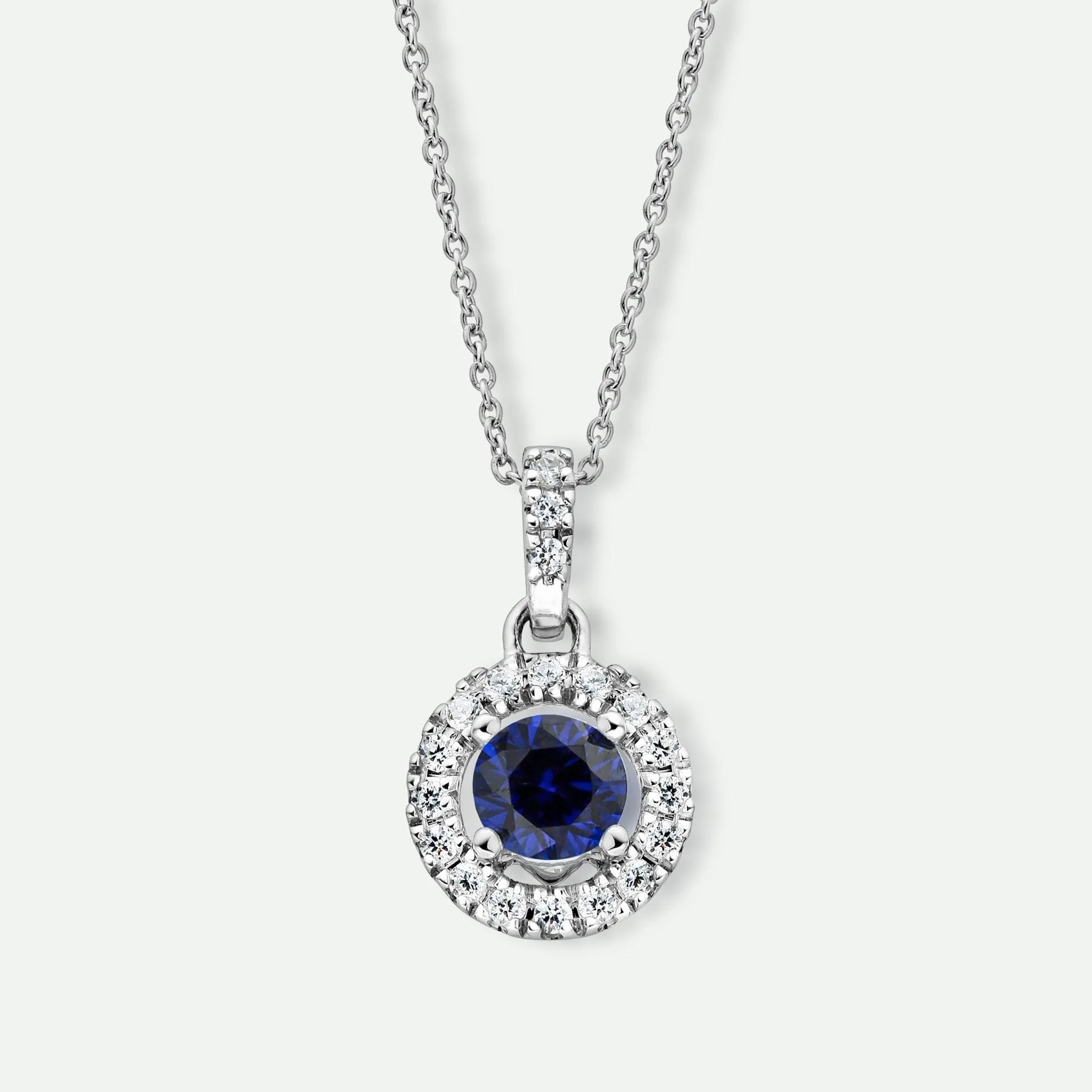 Ana | 9ct White Gold Lab Grown Diamond and Created Sapphire Necklace