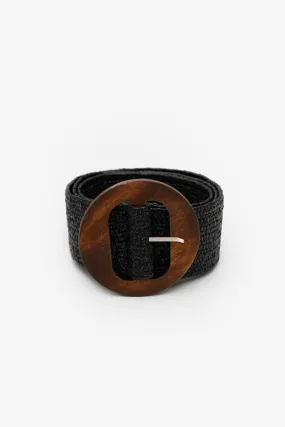 Antler - Rattan Belt Black Wide Round Buckle