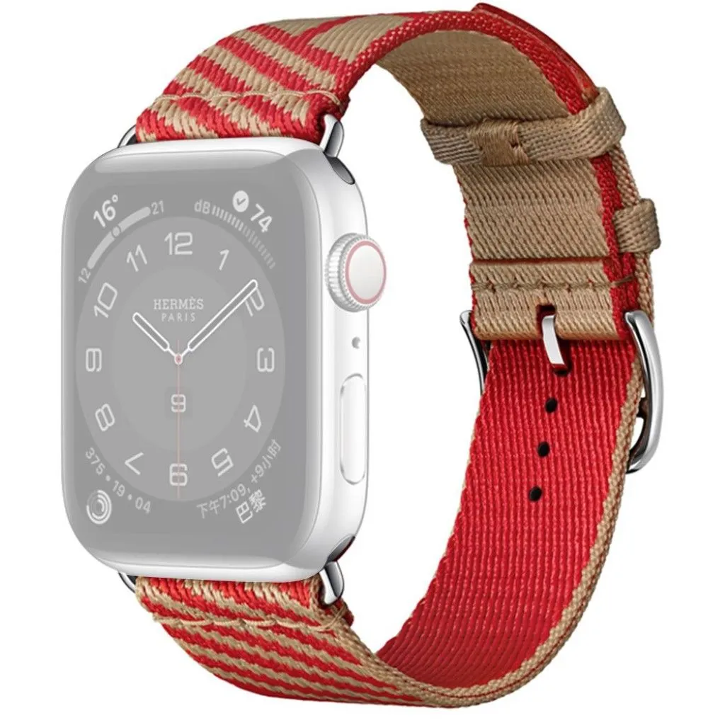 Apple Watch 40mm bi-color canvas design watch strap - Khaki / Red