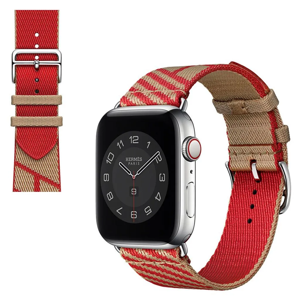 Apple Watch 40mm bi-color canvas design watch strap - Khaki / Red