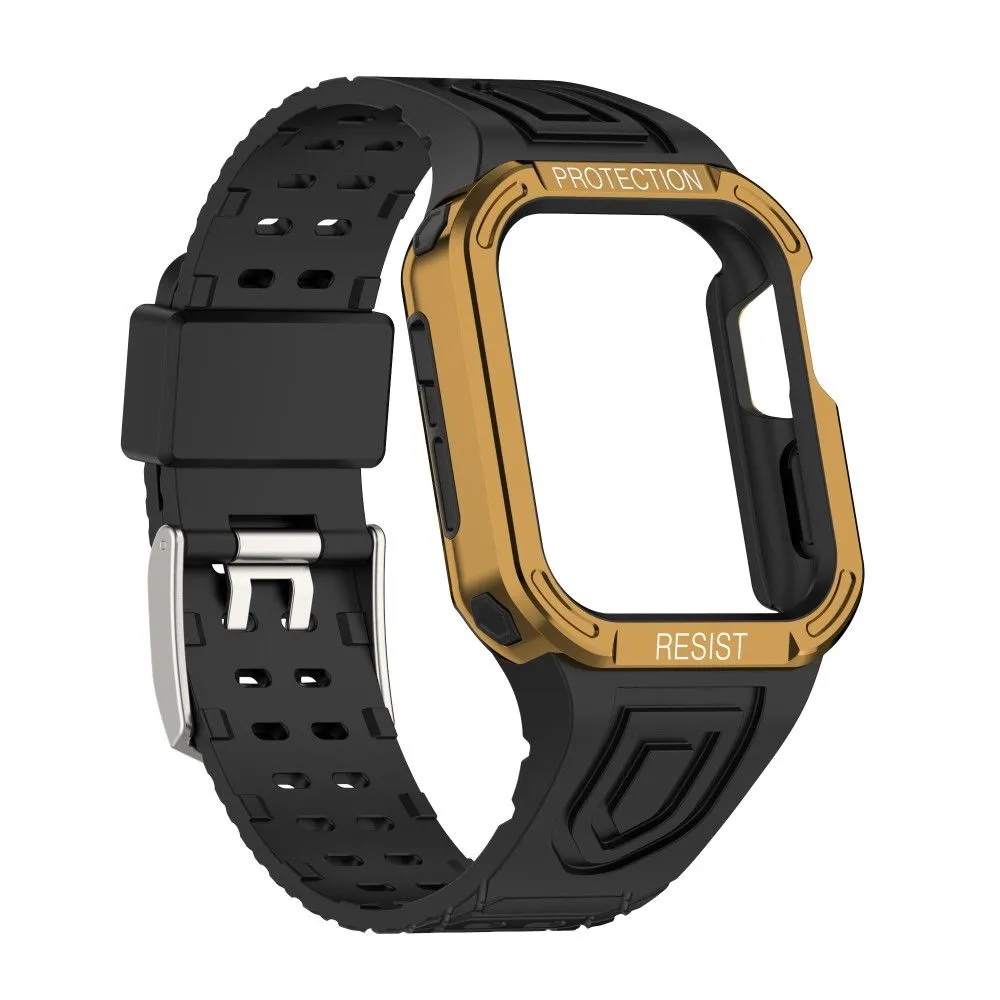 Apple Watch (41mm) color contrast watch strap    protective case - Black / Gold