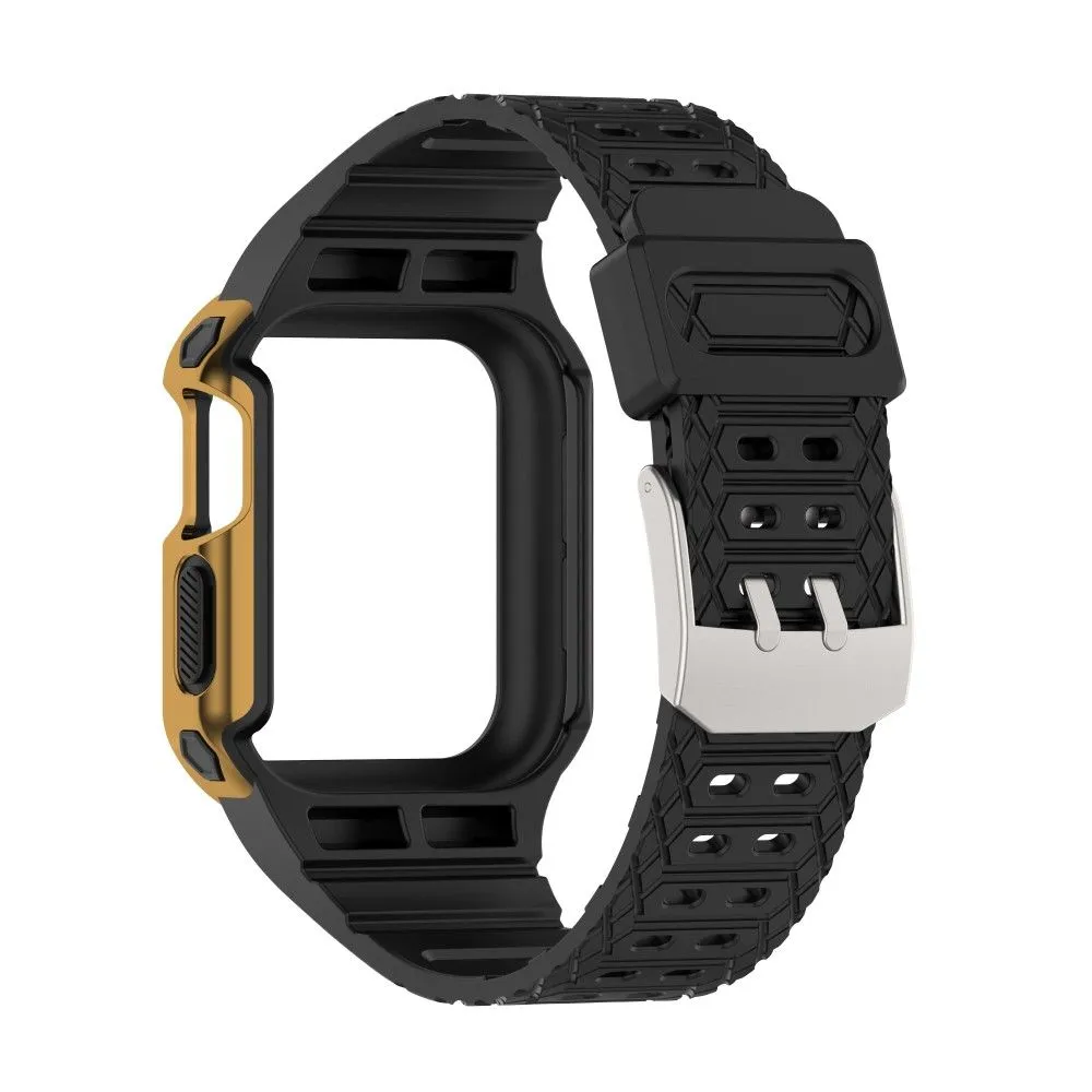 Apple Watch (41mm) color contrast watch strap    protective case - Black / Gold