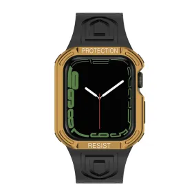 Apple Watch (41mm) color contrast watch strap    protective case - Black / Gold