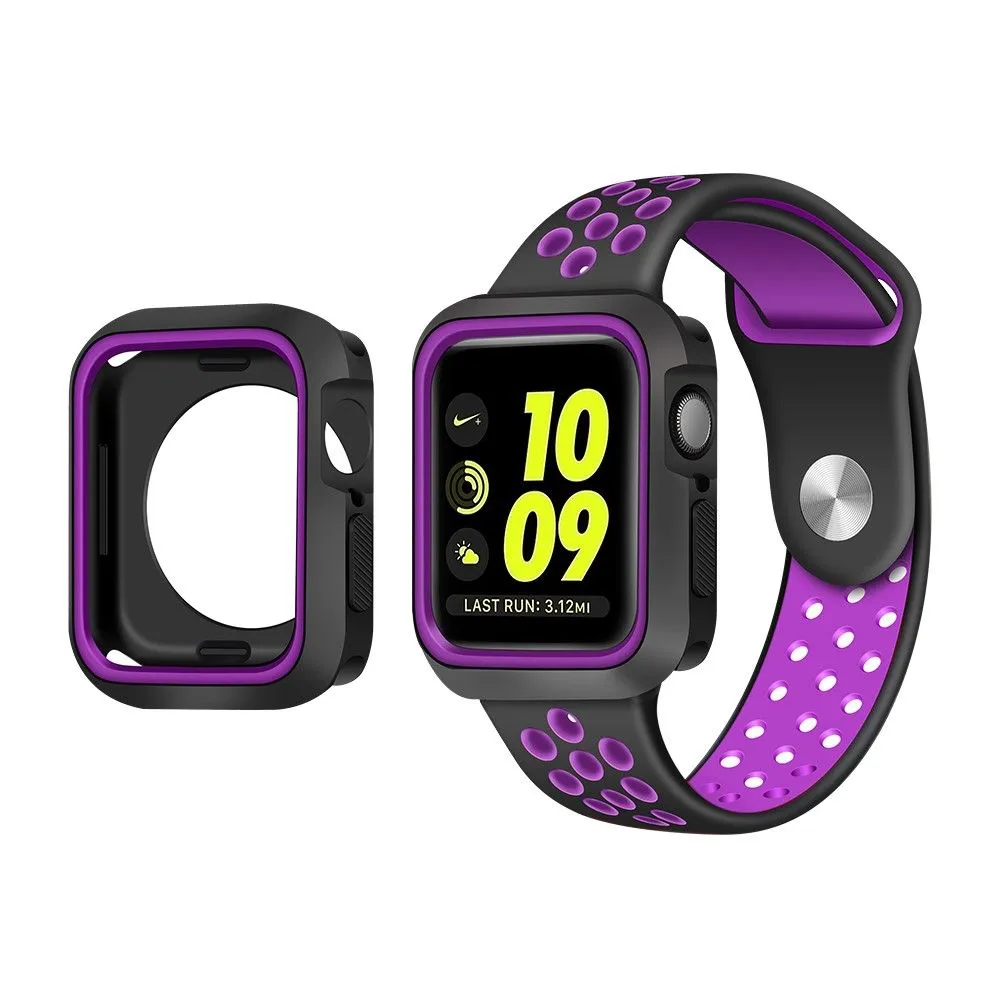 Apple Watch (41mm) dual color TPU cover   watch strap - Black / Purple