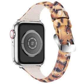 Apple Watch (41mm) leopard pattern cowhide genuine leather watch strap - Brown / Black Leopard