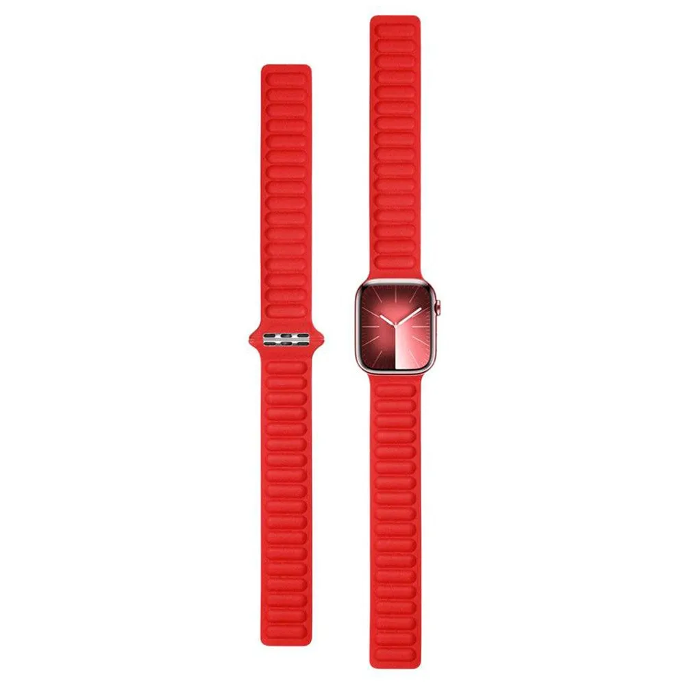 Apple Watch (42/44/SE/45/46/49mm) Lippa Magnetisk Læder Rem - Rød