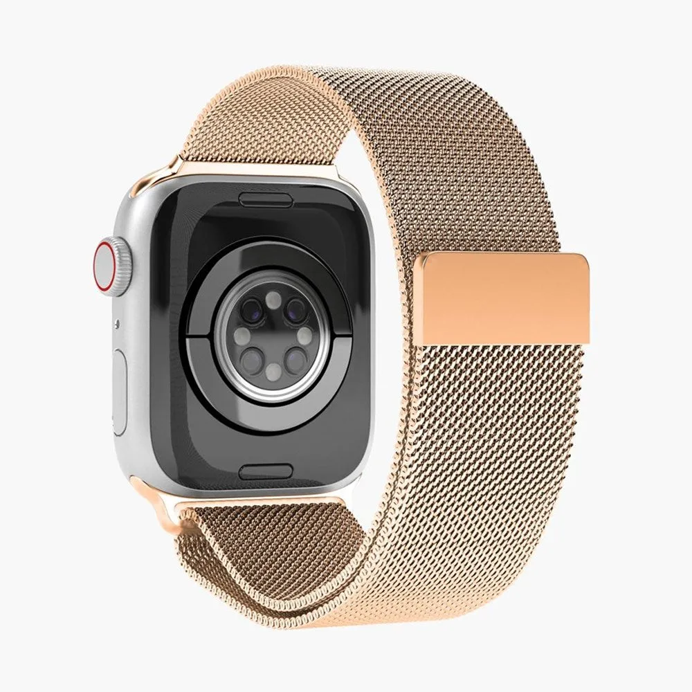 Apple Watch (42/44/SE/45/46/49mm) Vonmählen Milanese Loop Rustfri Stål Rem - Rose Gold