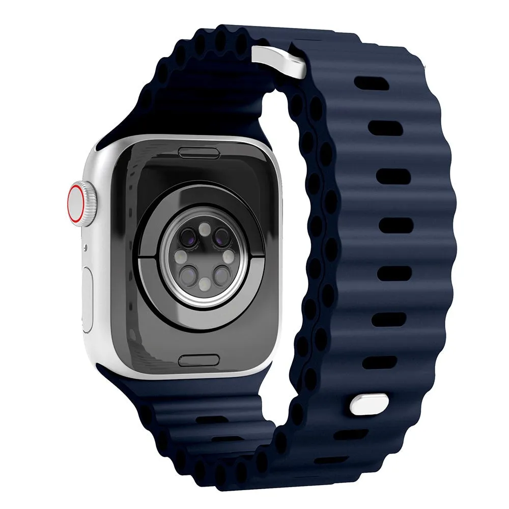 Apple Watch (42/44/SE/45/46/49mm) Vonmählen Wave Band Silikone Rem - Blå