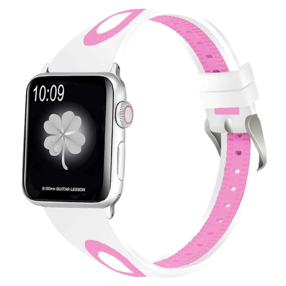 Apple Watch (45mm) bi-color silicone watch strap - White / Pink