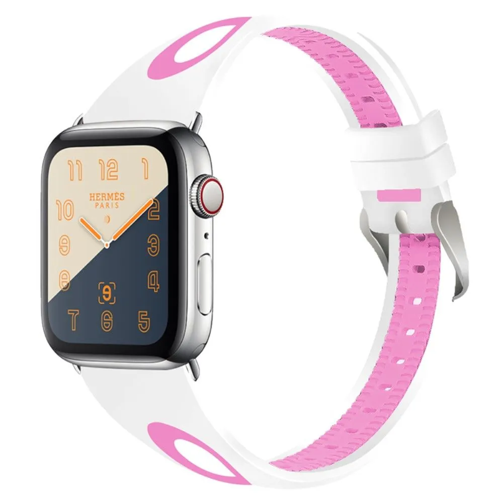 Apple Watch (45mm) bi-color silicone watch strap - White / Pink