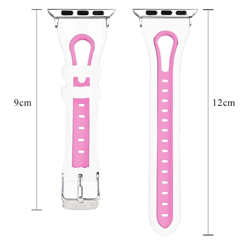 Apple Watch (45mm) bi-color silicone watch strap - White / Pink