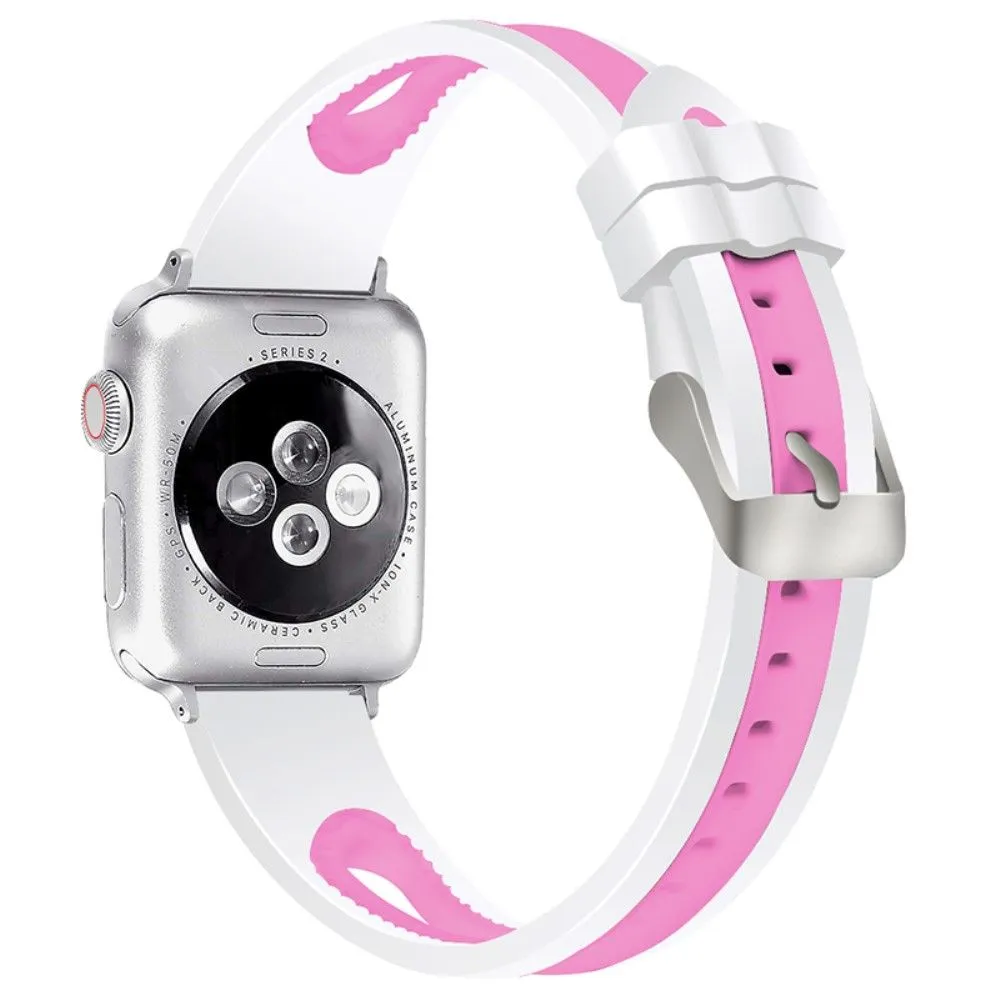 Apple Watch (45mm) bi-color silicone watch strap - White / Pink