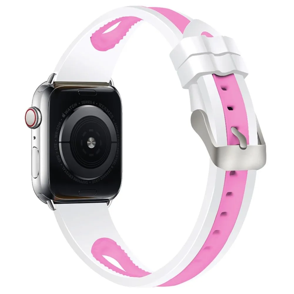 Apple Watch (45mm) bi-color silicone watch strap - White / Pink