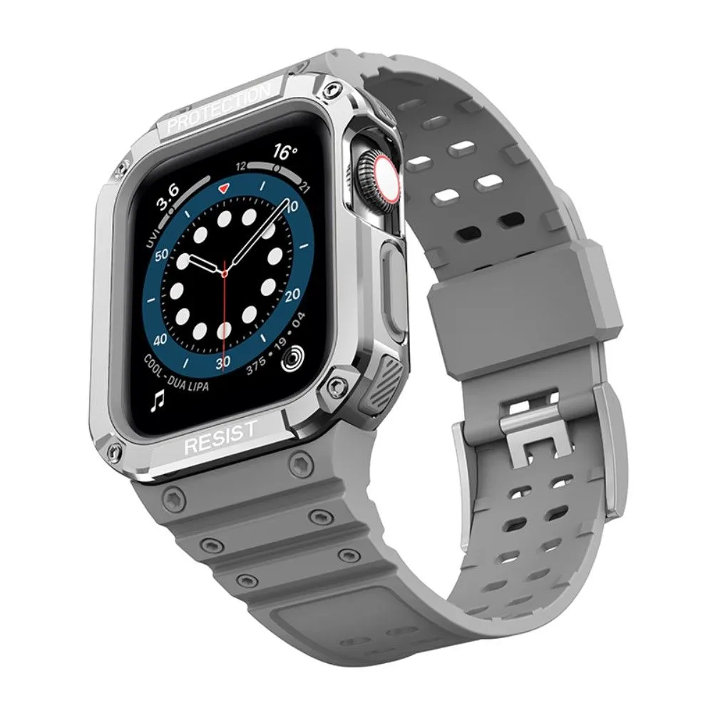 Apple Watch (45mm) contrast color TPU watch strap - Grey / Silver