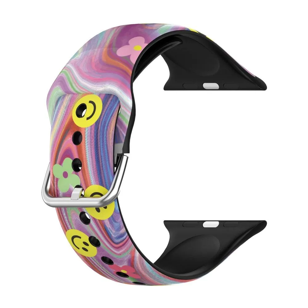 Apple Watch (45mm) IML colorful pattern silicone watch strap - Smile