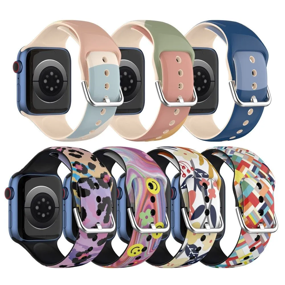 Apple Watch (45mm) IML colorful pattern silicone watch strap - Smile