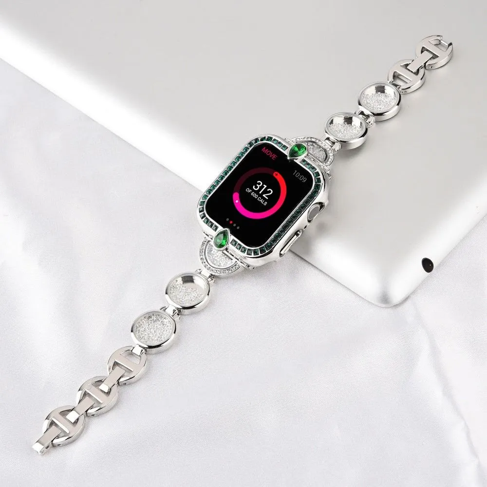 Apple Watch (45mm) unique rhinestone décor stainless steel watch strap - Silver