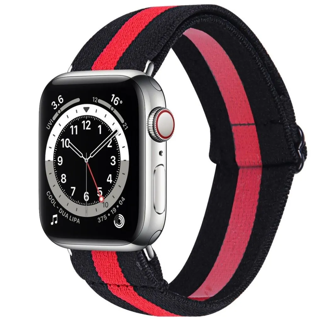 Apple Watch Series 6 / 5 40mm nylon pattern watch band - Red Line in Black