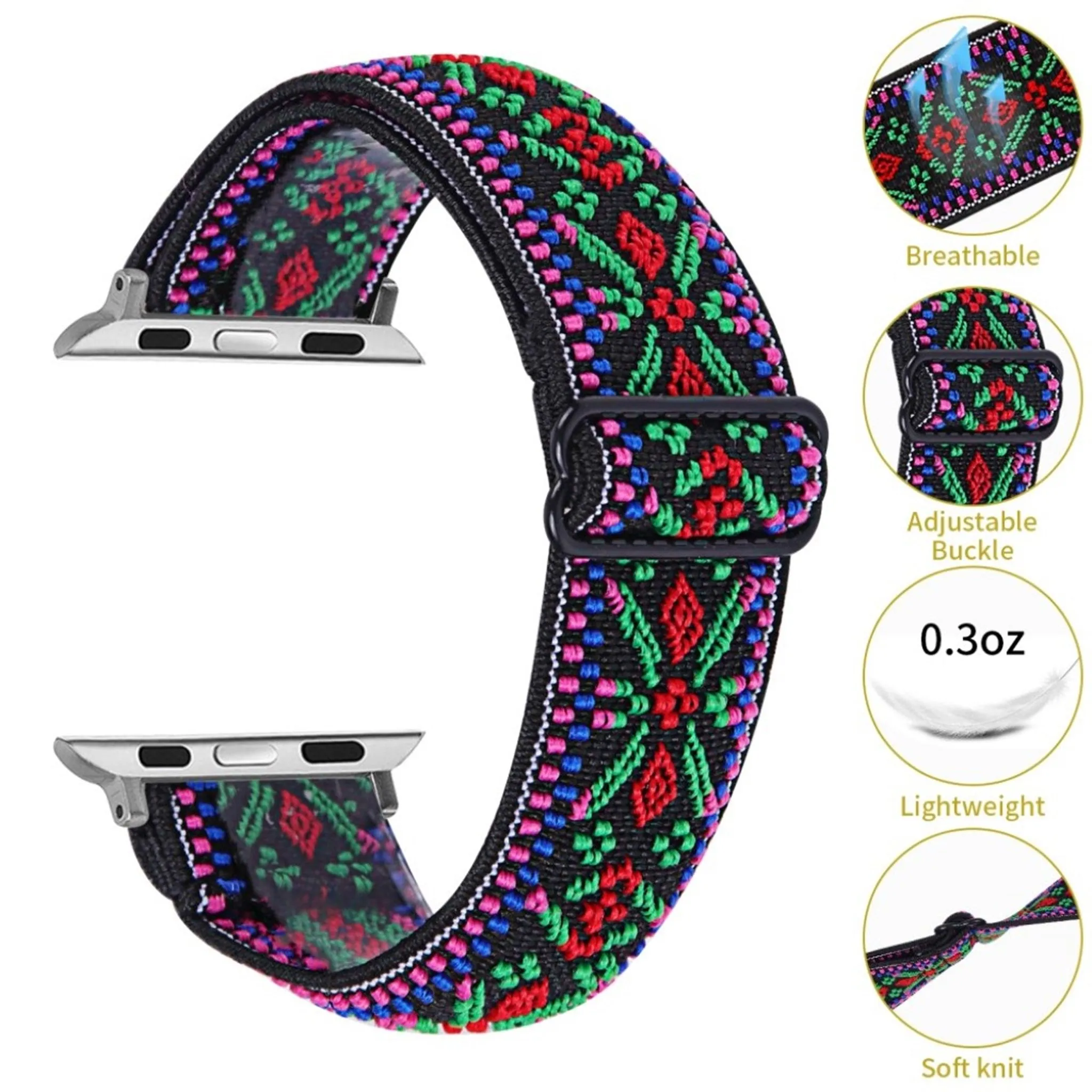 Apple Watch Series 6 / 5 40mm nylon pattern watch band - Tri-color Tribal Flower Pattern