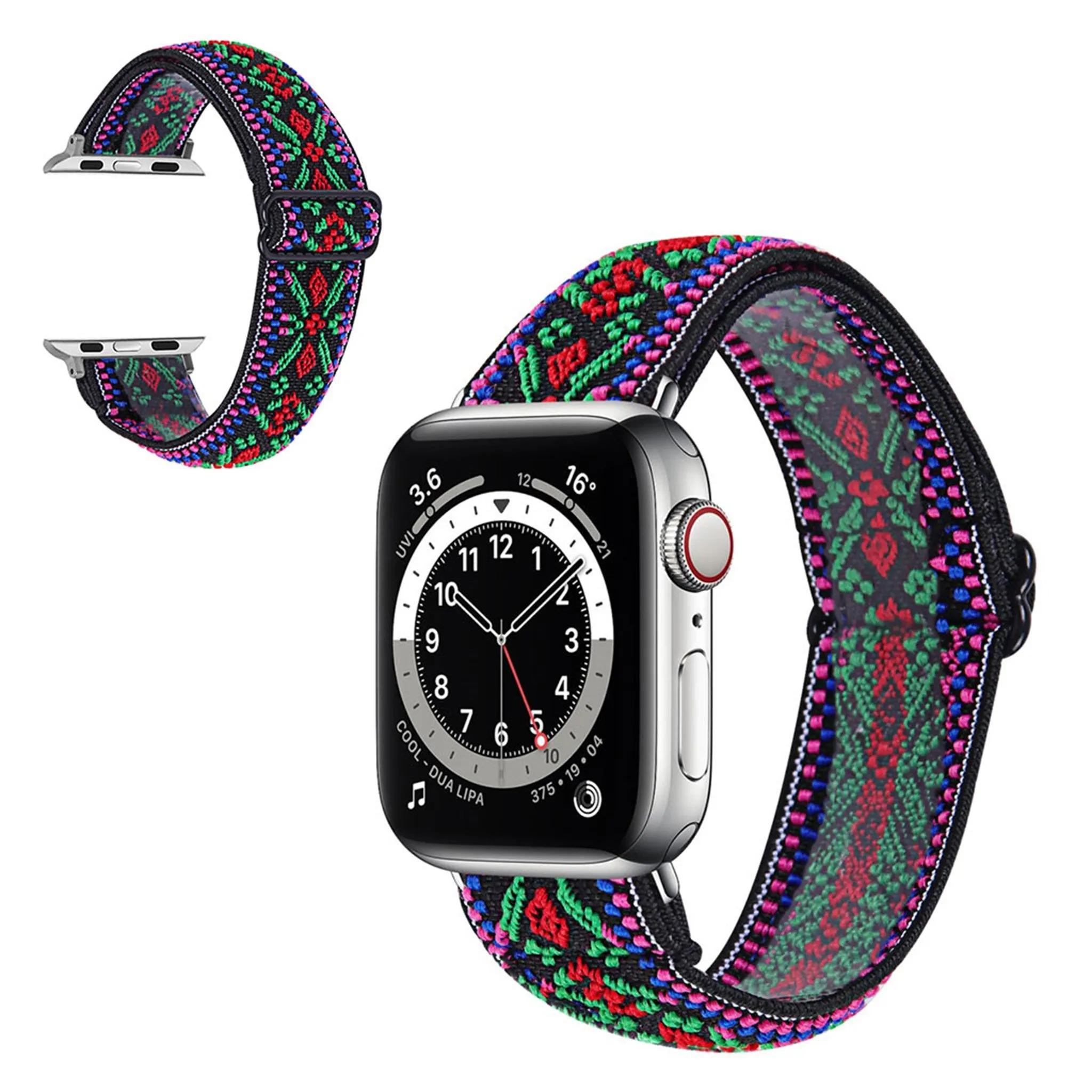 Apple Watch Series 6 / 5 40mm nylon pattern watch band - Tri-color Tribal Flower Pattern