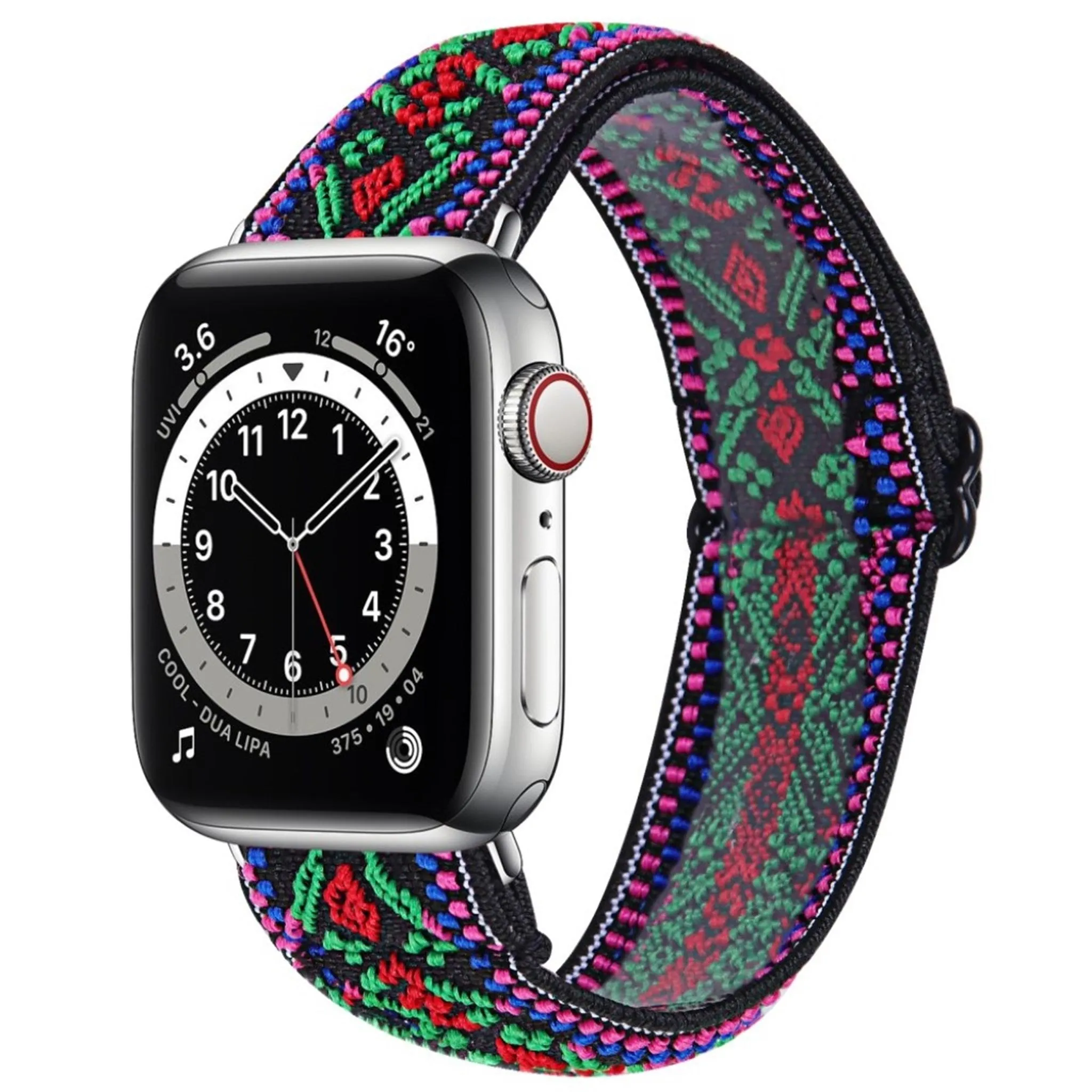 Apple Watch Series 6 / 5 40mm nylon pattern watch band - Tri-color Tribal Flower Pattern