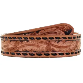 B1029 -Feather Tooled Buckstitch Belt