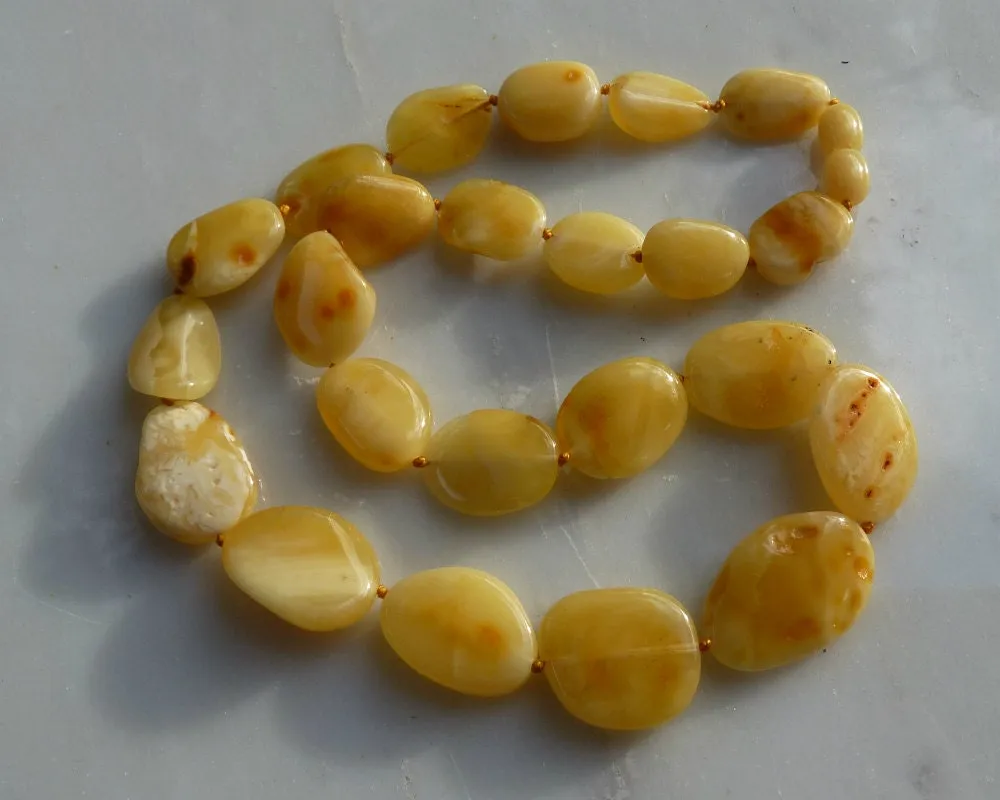 Baltic Amber Necklace Butterscotch Beads Natural Untreated Unisex Jewelry 19.3″ 24.2 gram