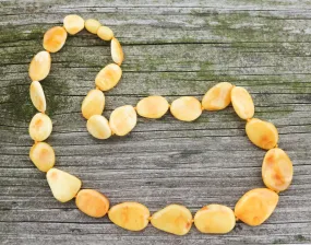 Baltic Amber Necklace Butterscotch Yellow Beaded Natural Untreated 18" 18.6 gram