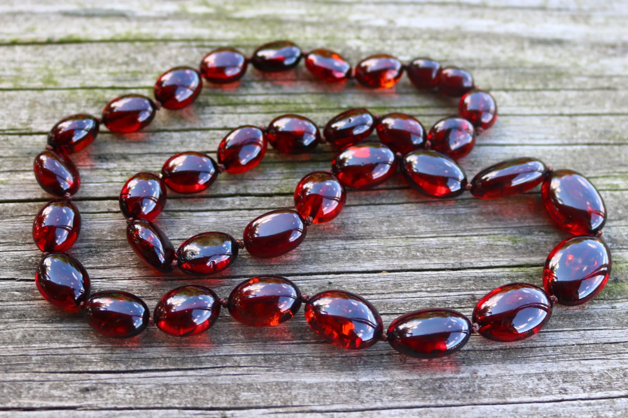 Baltic Amber Necklace Cherry Jewelry Olive Beads Natural Unisex 20" 21.2 gram