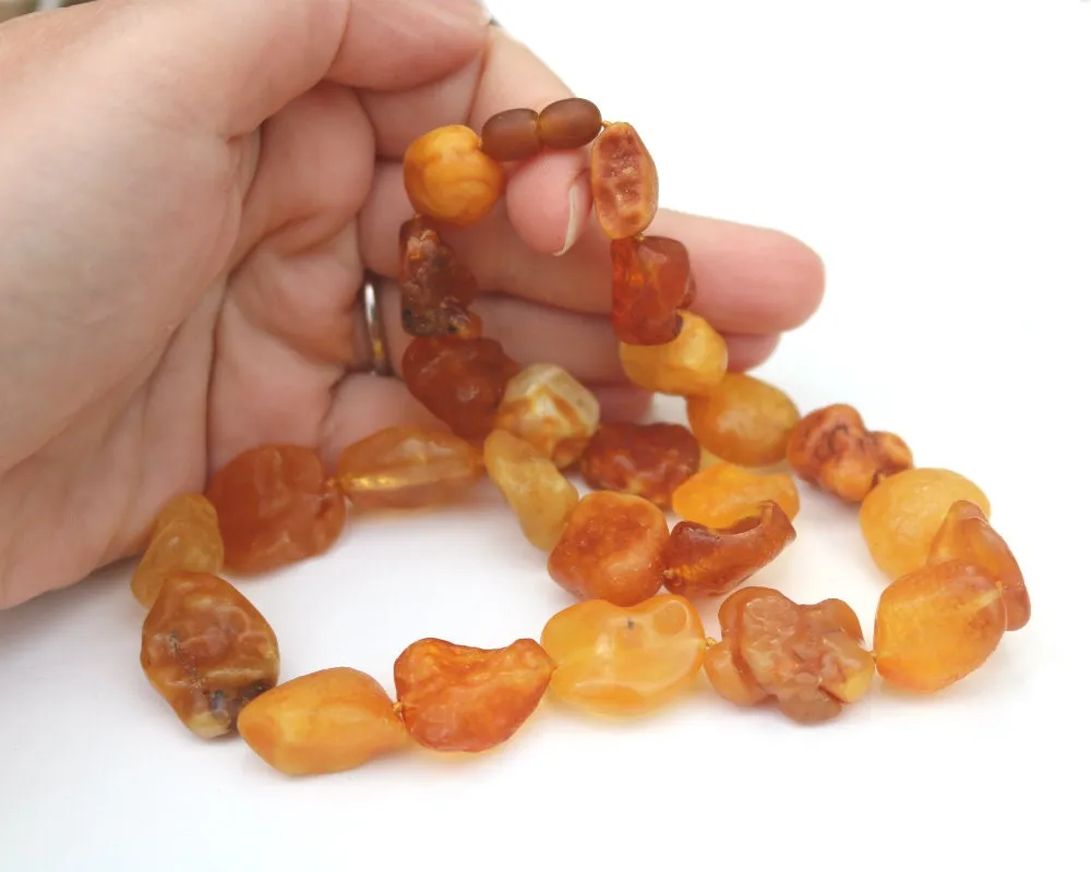 Baltic Amber Necklace Nodules Drops Natural Untreated Caramel Jewelry 19" 42.8 gram