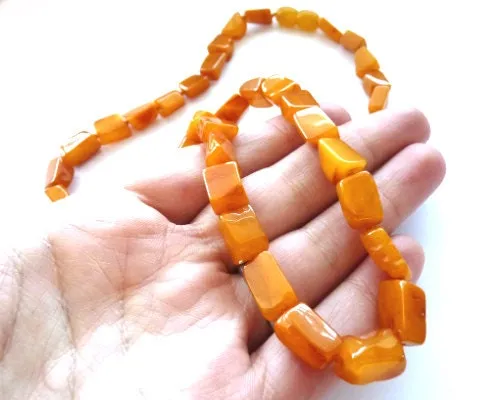 Baltic Amber Necklace yolk Antique Butterscotch Unisex Jewelry Beads 21.65″ 17.2 gram