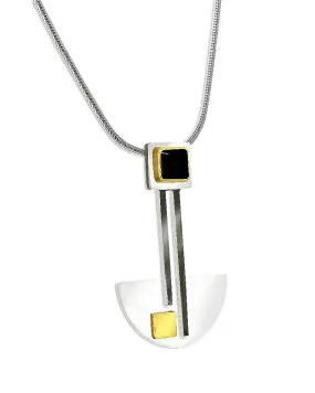 Bauhaus Silver and Black Onyx Pendant