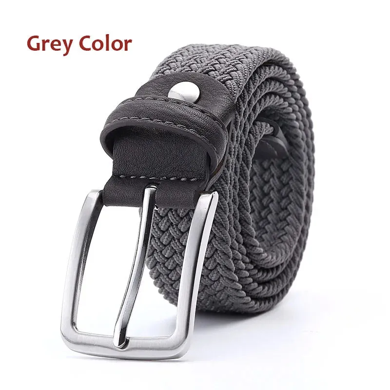 Belt Elastic For Men Leather Top Tip Male Military Tactical Strap Canvas Stretch Braided Waist Belts 1-3/8" Wide Wholesale