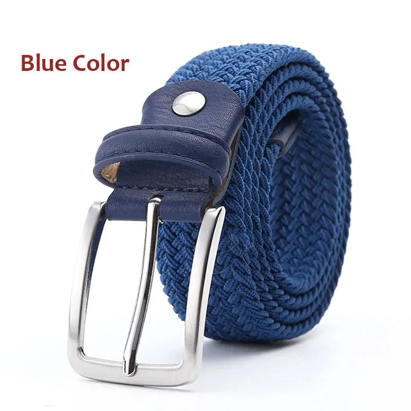 Belt Elastic For Men Leather Top Tip Male Military Tactical Strap Canvas Stretch Braided Waist Belts 1-3/8" Wide Wholesale