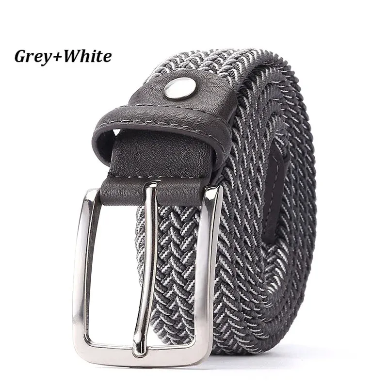 Belt Elastic For Men Leather Top Tip Male Military Tactical Strap Canvas Stretch Braided Waist Belts 1-3/8" Wide Wholesale