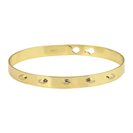 Bezel Set Segment Marquise Adjustable Bangle