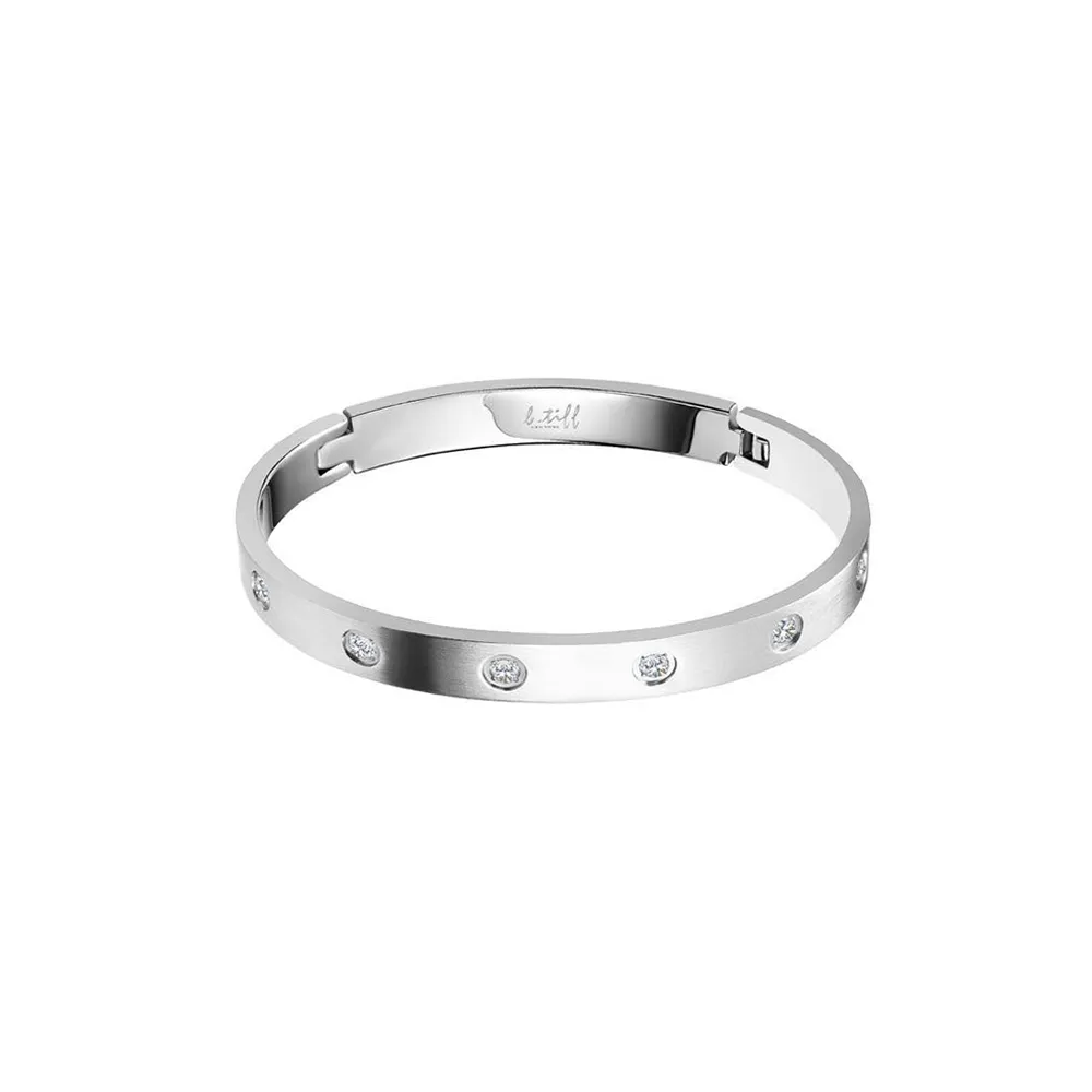 BG808WP B.Tiff 8-Stone High Polish Bold Bangle Bracelet