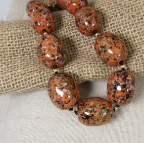 Big Bold Golden Honey Handmade Kazuri Bead Necklace