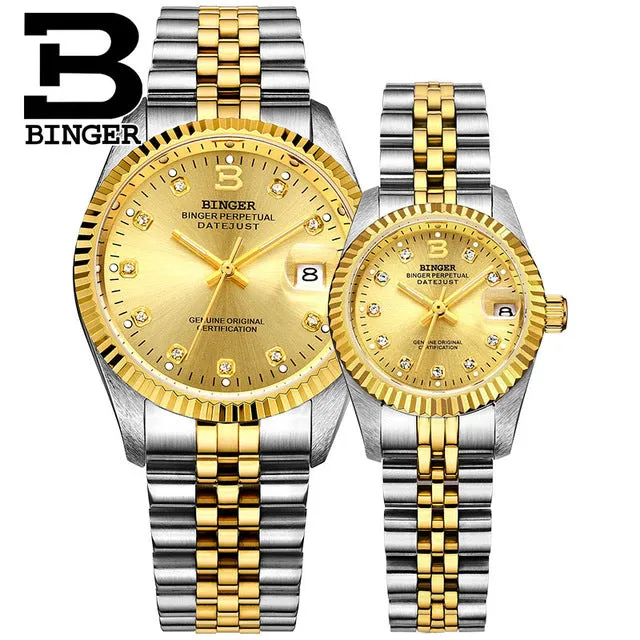 Binger Swiss Striped Mechanical Couple Watch BS169CG