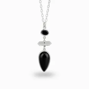 Black Onyx & Clear Quartz Necklace