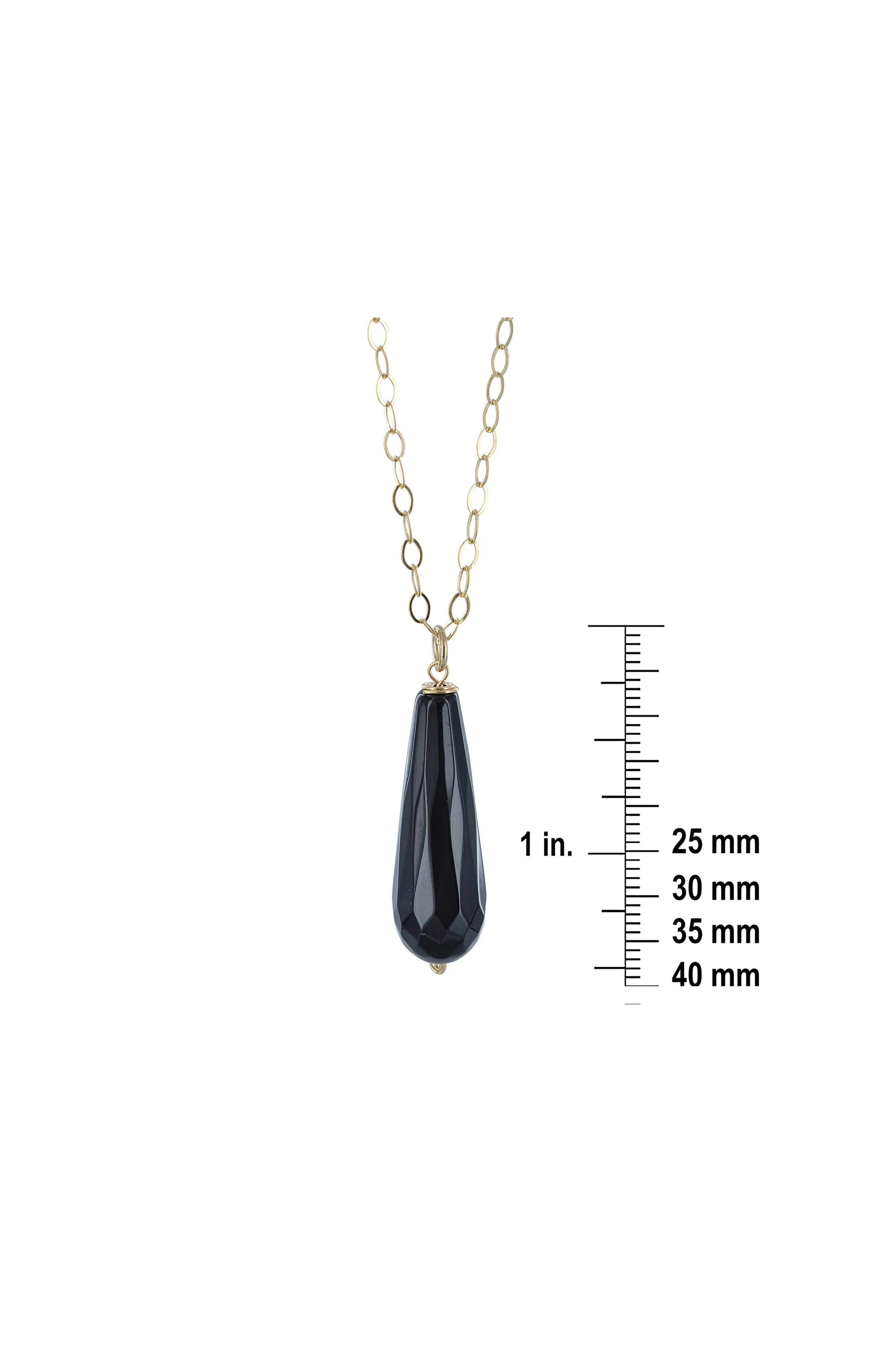 Black Onyx Gold Long Briolette Gold Necklace