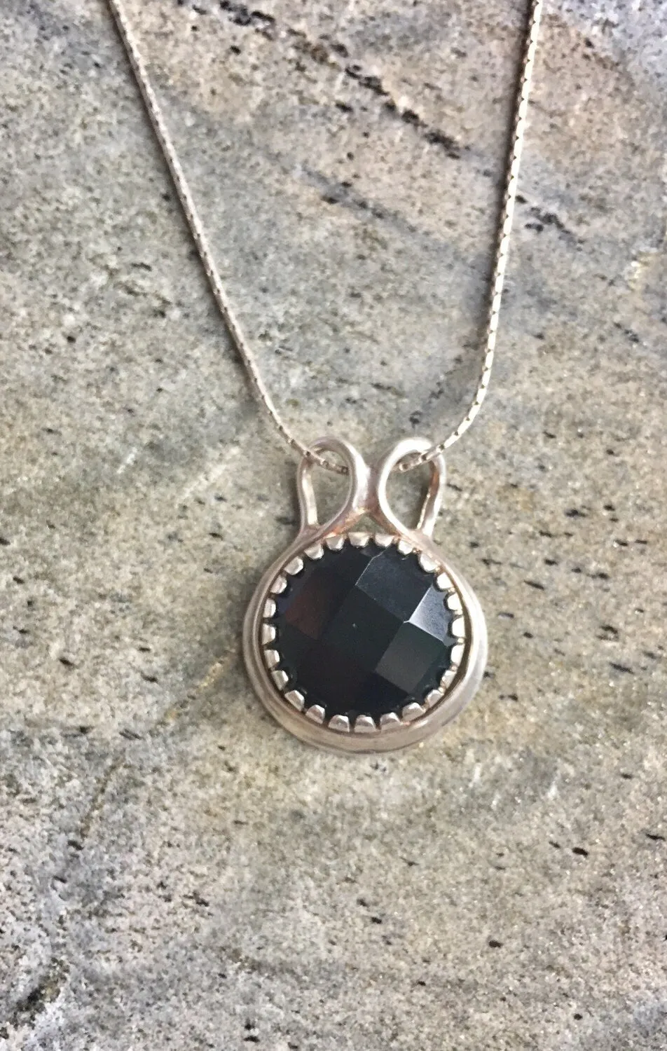 Black Onyx Pendant - Real Onyx Necklace - Round Statement Necklace