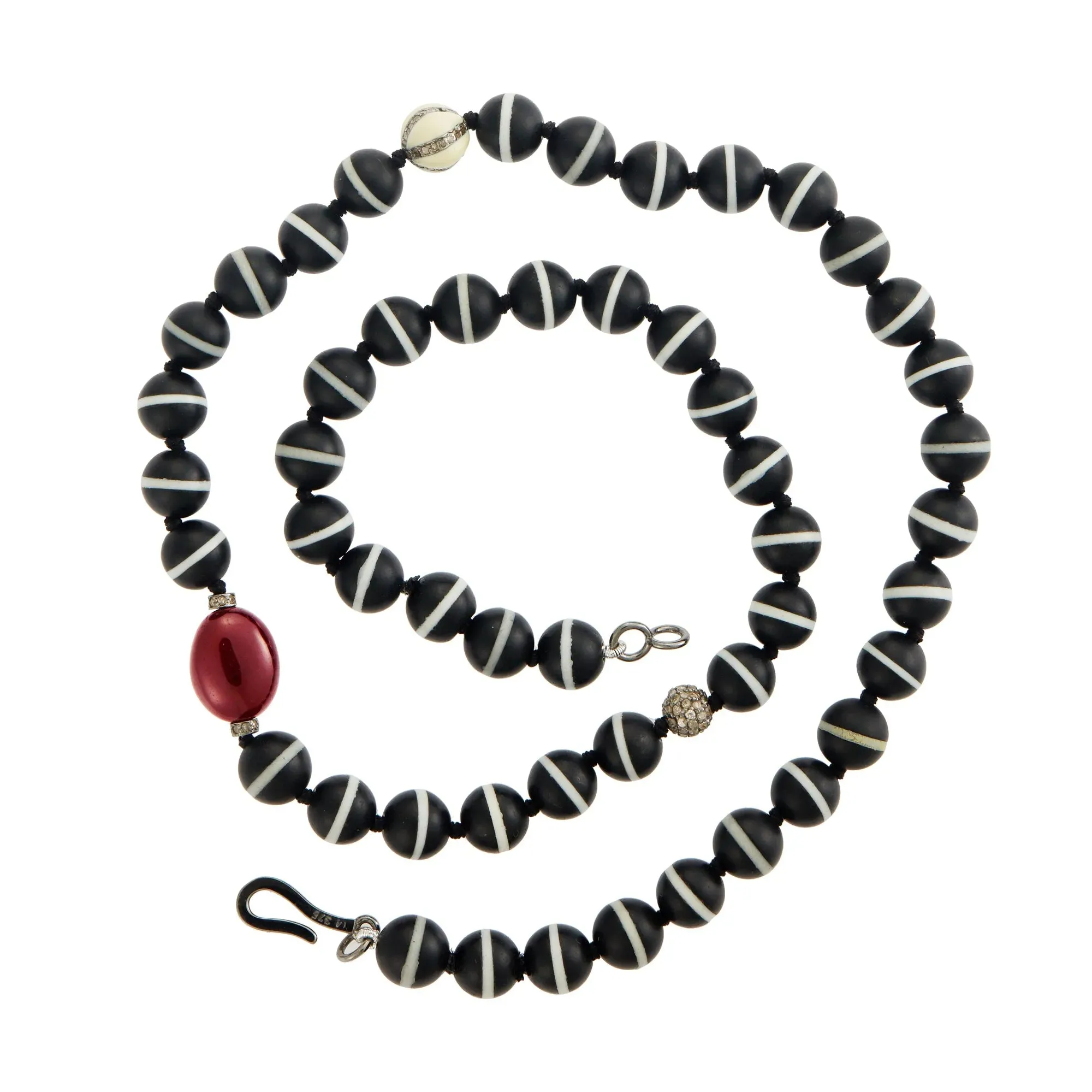 Black Onyx Stripe Beaded Necklace