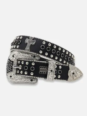 Black Rhinestone Cross Belt