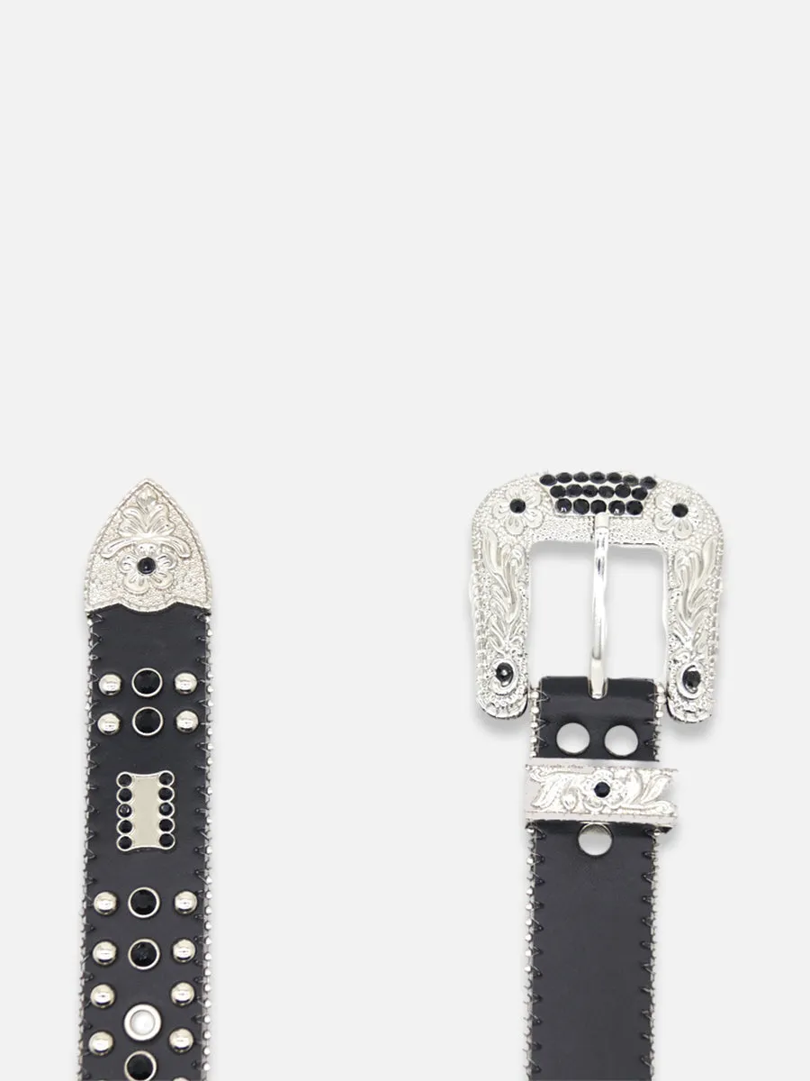 Black Rhinestone Cross Belt