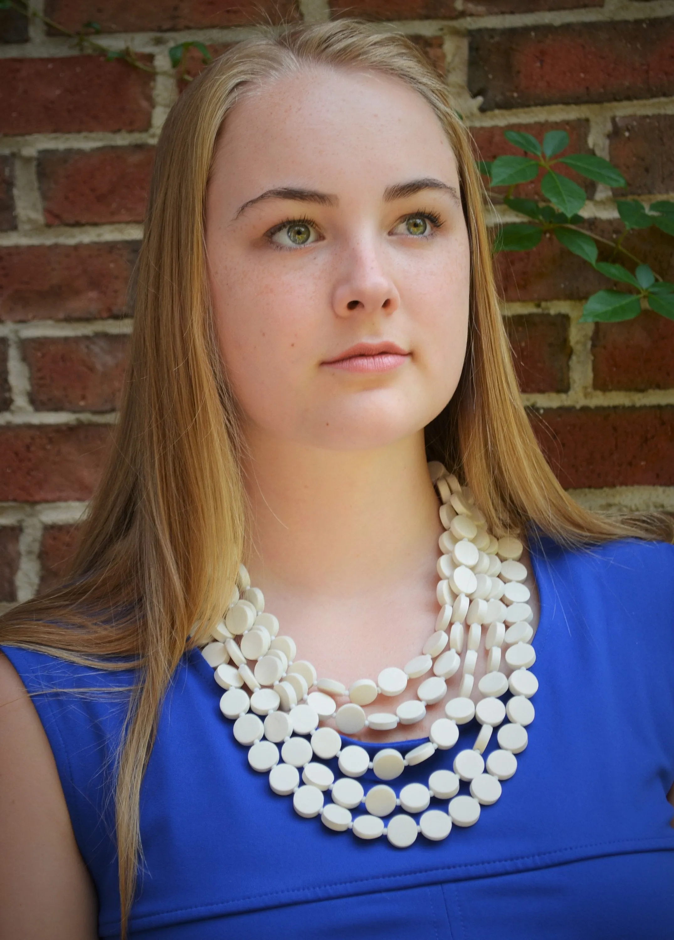 Black Silver White Wood Beaded Multi Strand Statement Necklace - Charlotte