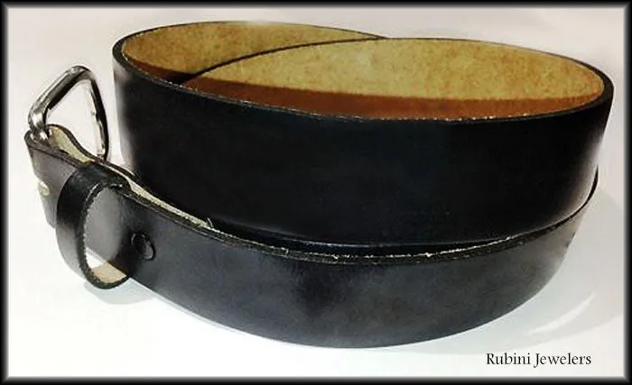 Black Top Grain Leather Belt with Snap On Buckle