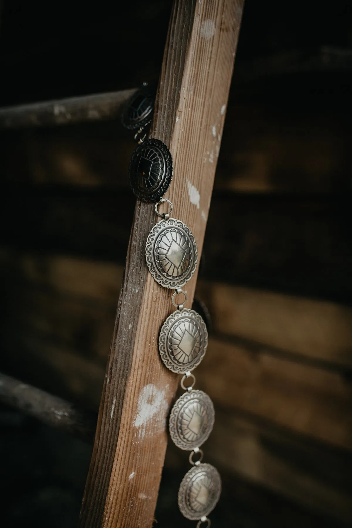 'Blu Boon' Oval Nickle Stamped Concho Belt