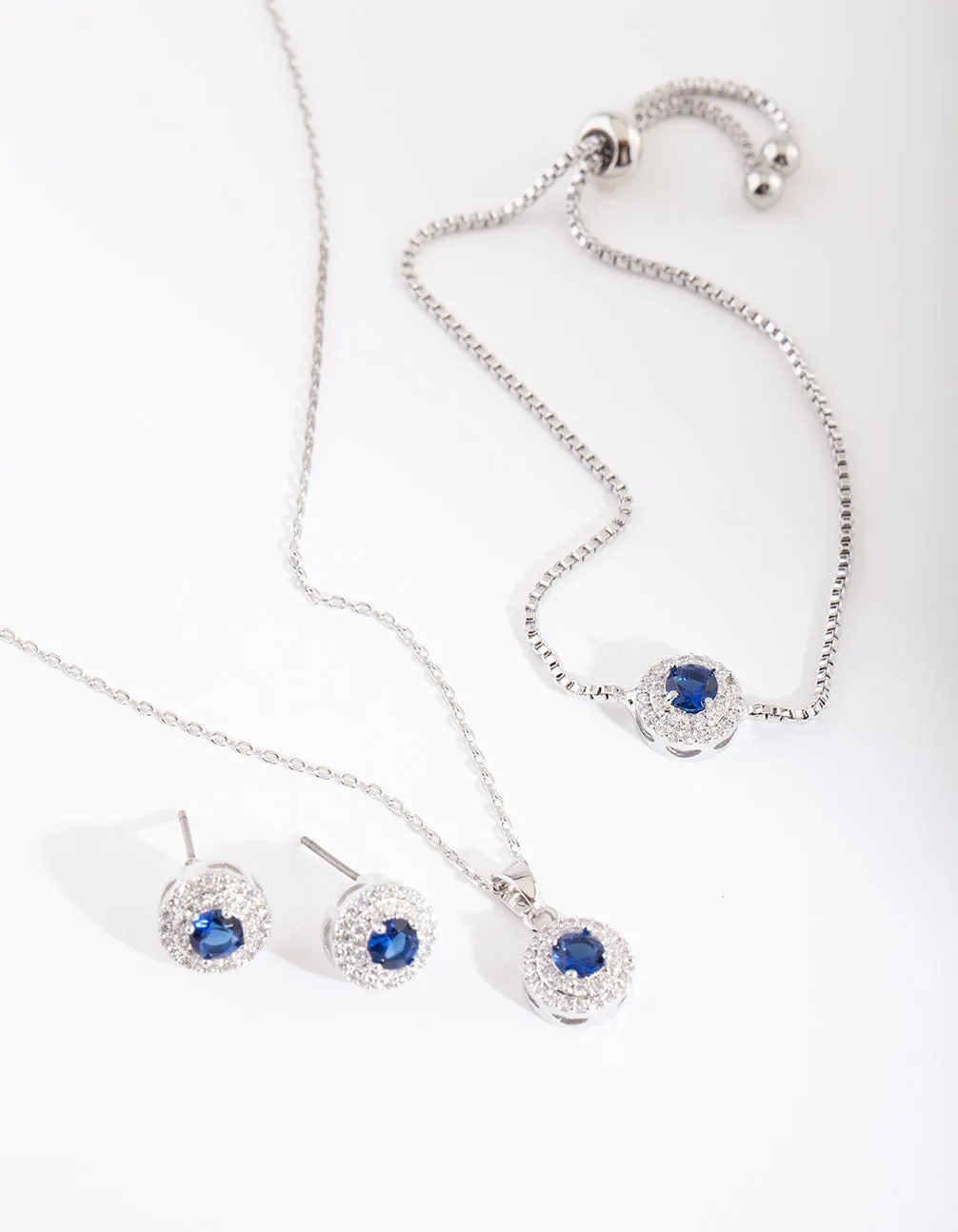 Blue Diamond Simulant Round Jewellery Set