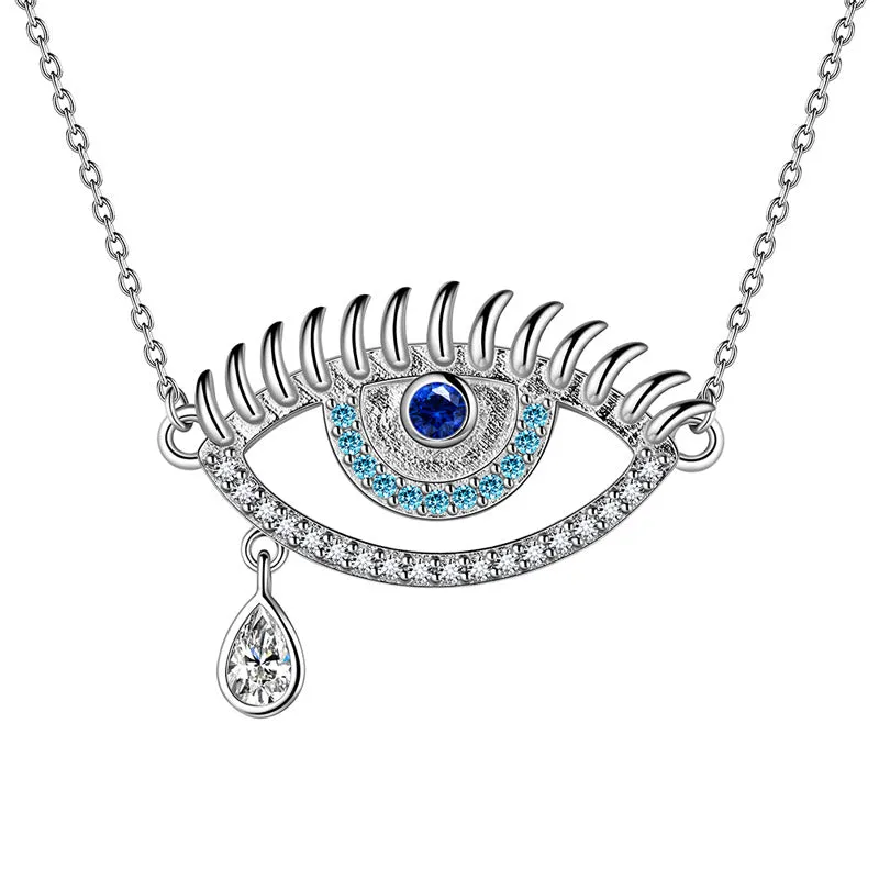 Blue Evil Eye Necklace Men Womens 925 sterling silver Amulet Protection Jewelry